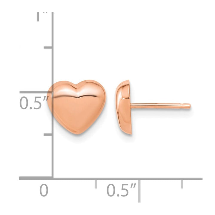 14K Rose Gold 8.6mm Polished Heart Post Earrings, view 4 of 4