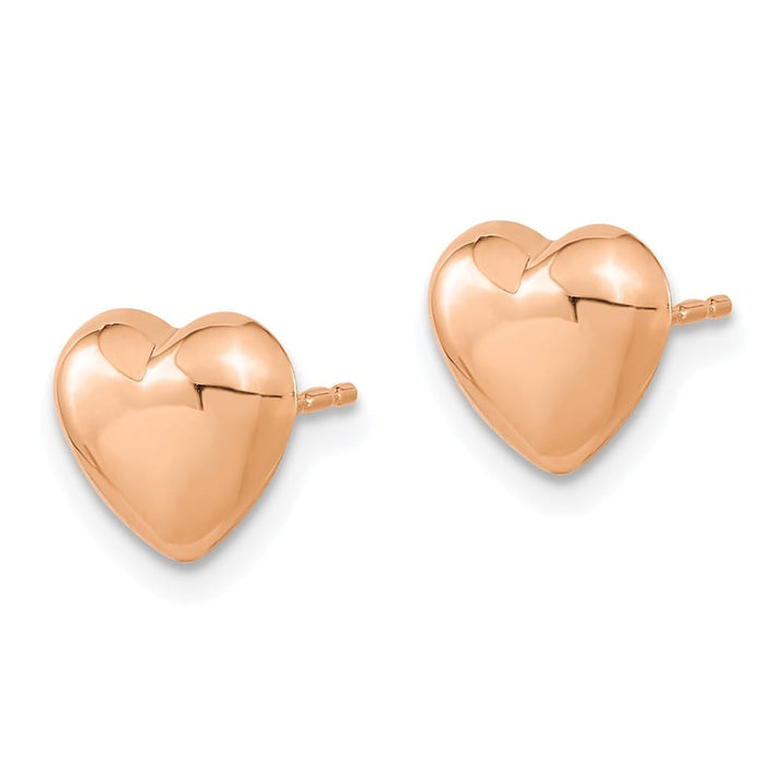 14K Rose Gold 8.6mm Polished Heart Post Earrings, view 2 of 4