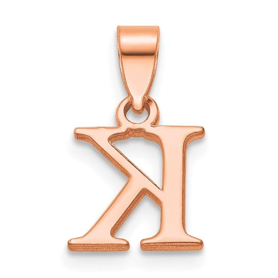 14K Rose Gold Block Design Small Letter K Initial Charm Pendant
