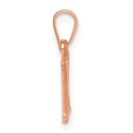 14K Rose Gold Block Design Small Letter K Initial Charm Pendant