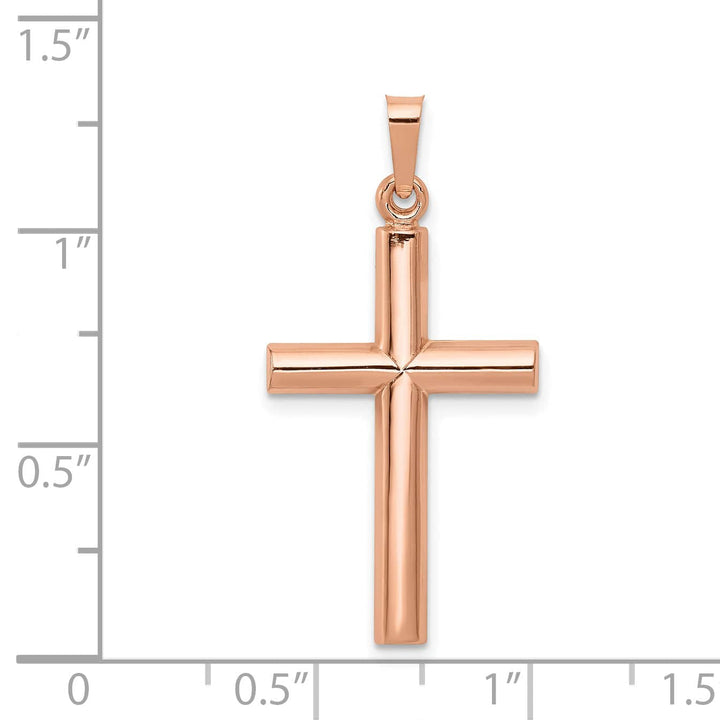 Lovely Rita's 14K Rose Gold Classic Brushed Polished Latin Cross Pendant