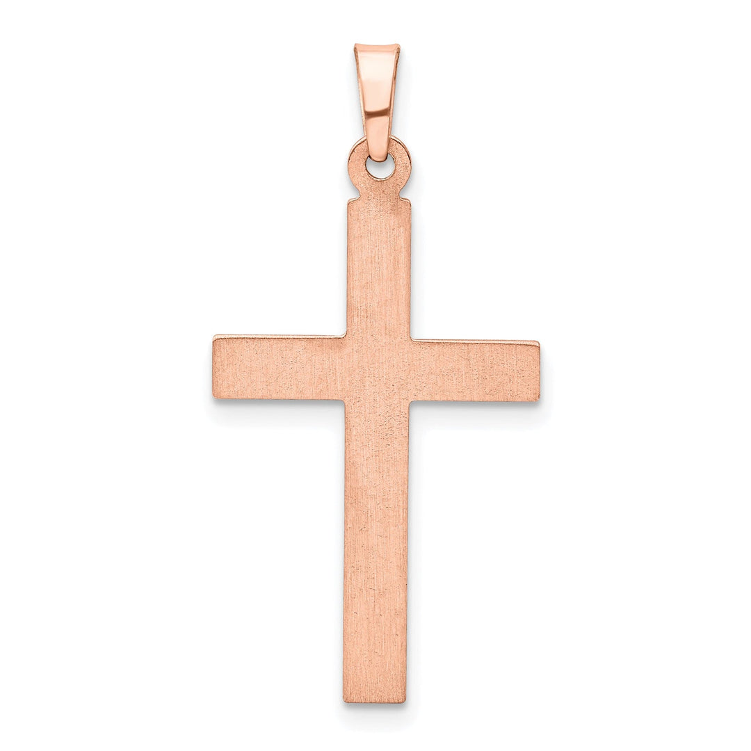 Lovely Rita's 14K Rose Gold Classic Brushed Polished Latin Cross Pendant