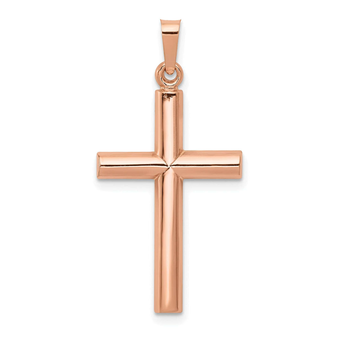 Lovely Rita's 14K Rose Gold Classic Brushed Polished Latin Cross Pendant