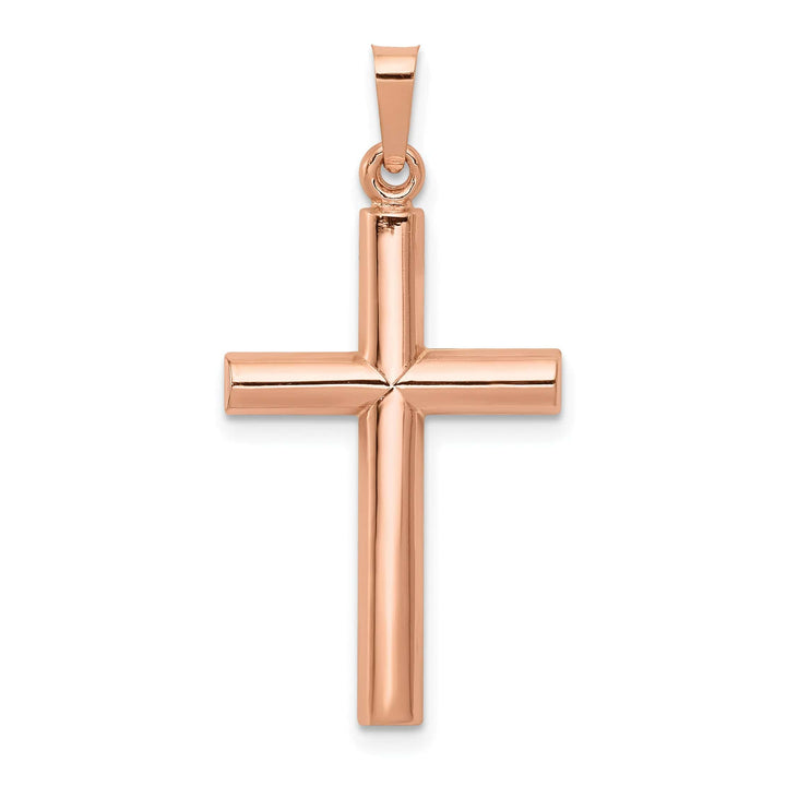 Lovely Rita's 14K Rose Gold Classic Brushed Polished Latin Cross Pendant