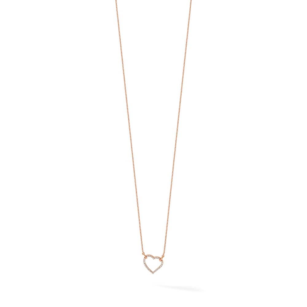 14K Rose Gold Polished 1/5 carat Diamond Heart 18 inch Necklace