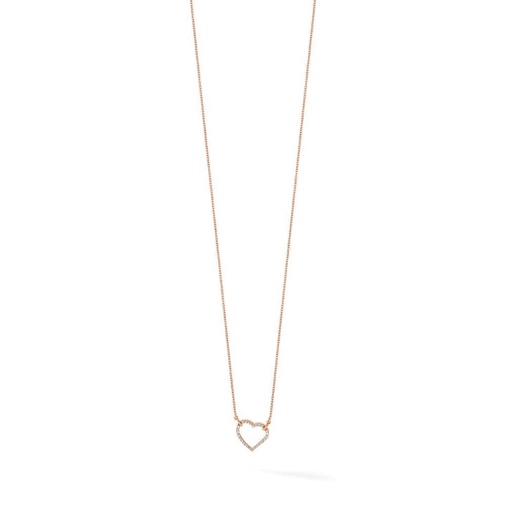 14K Rose Gold Polished 1/5 carat Diamond Heart 18 inch Necklace
