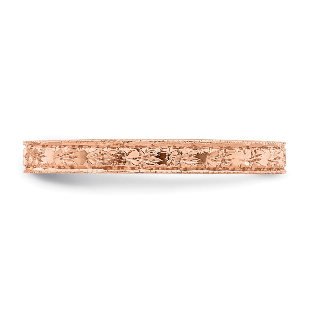 14k Rose Gold Polished 2.5 mm Floral Band