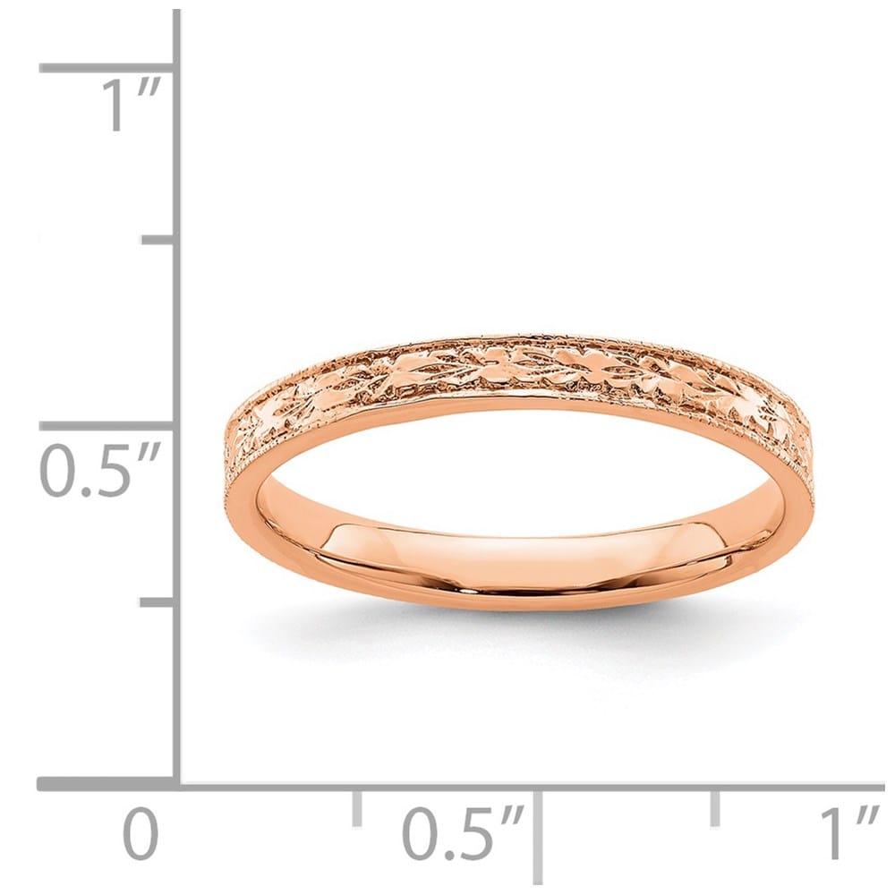 14k Rose Gold Polished 2.5 mm Floral Band