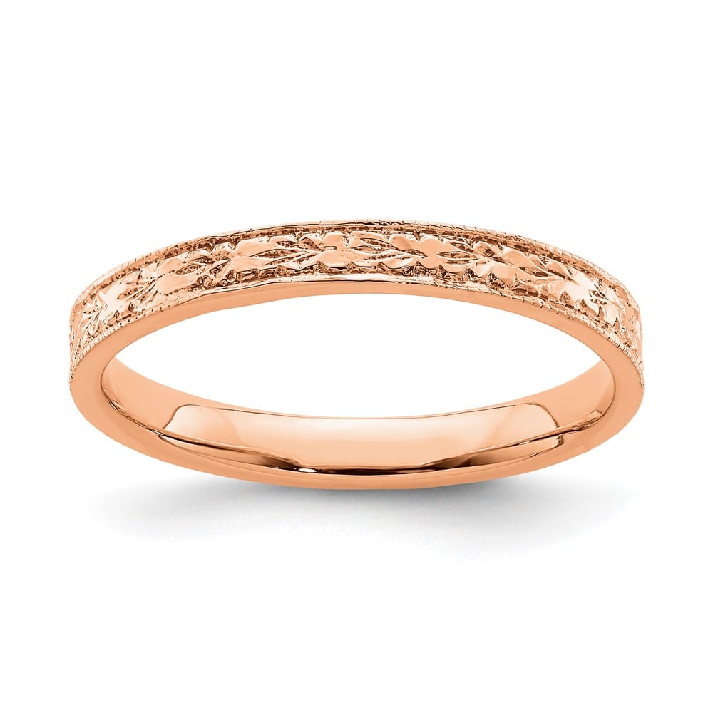 14k Rose Gold Polished 2.5 mm Floral Band