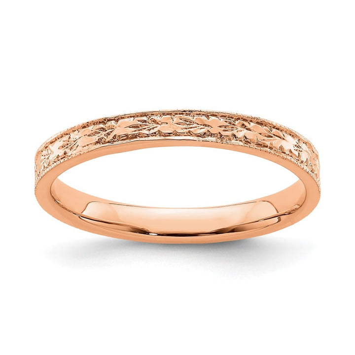 14k Rose Gold Polished 2.5 mm Floral Band