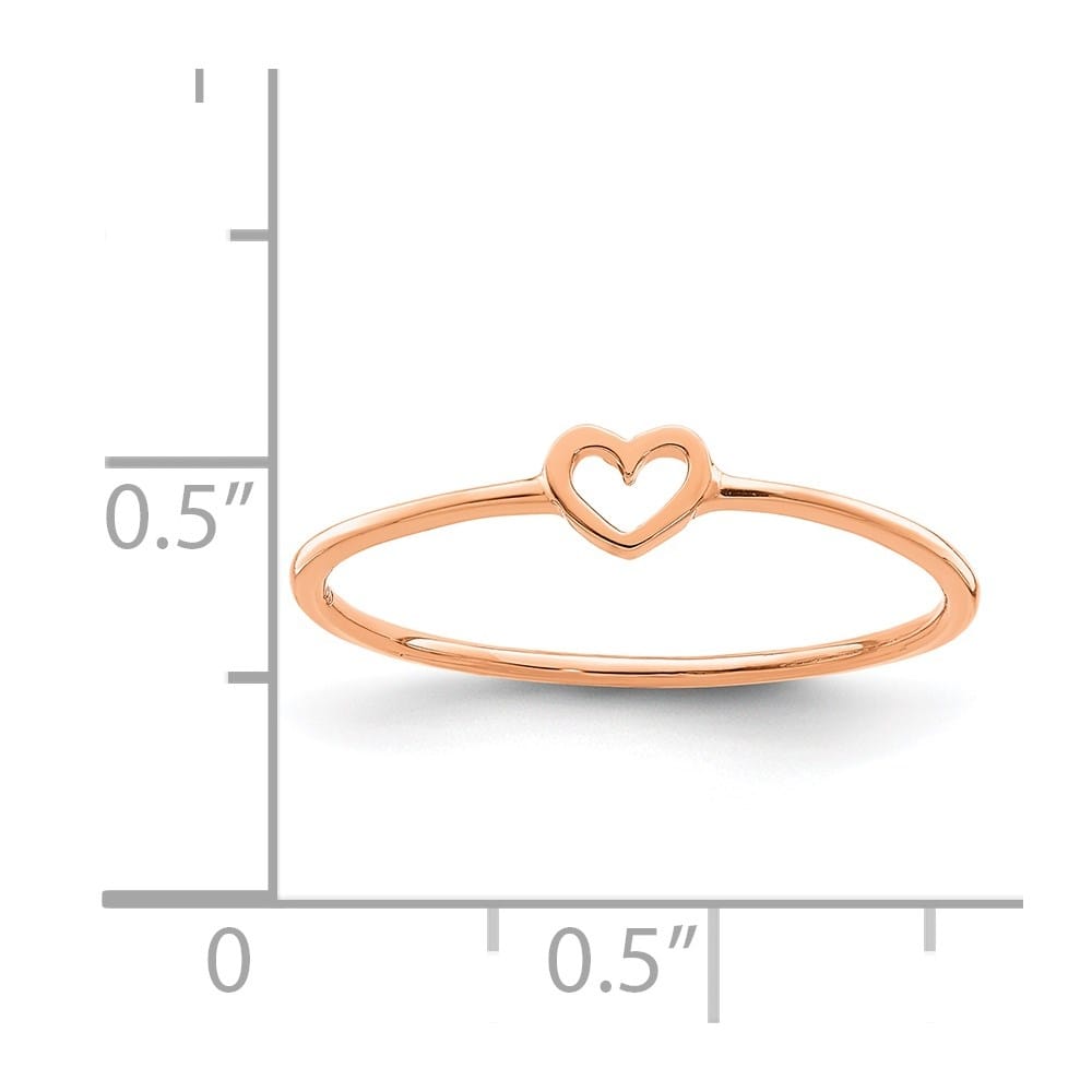 14k Rose Gold Polished Heart Ring Ladies Stock Size 7 Ring Are Refundable
