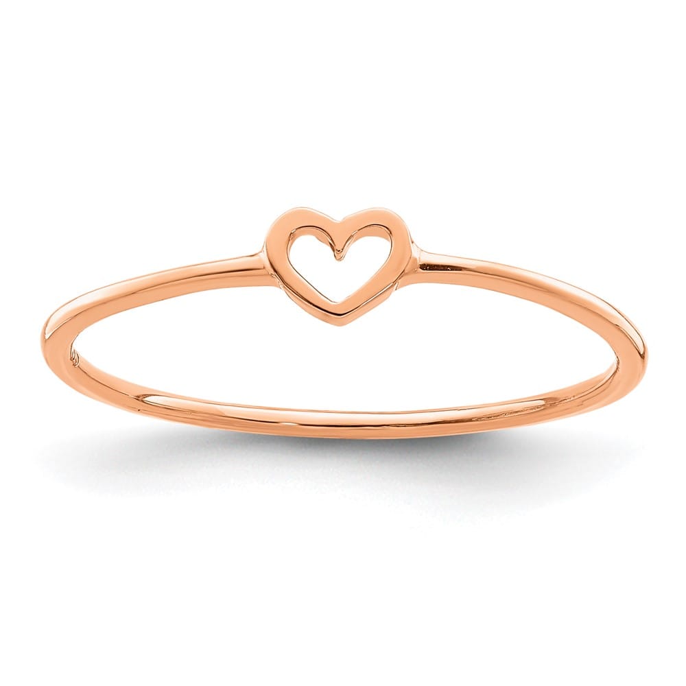 14k Rose Gold Polished Heart Ring Ladies Stock Size 7 Ring Are Refundable