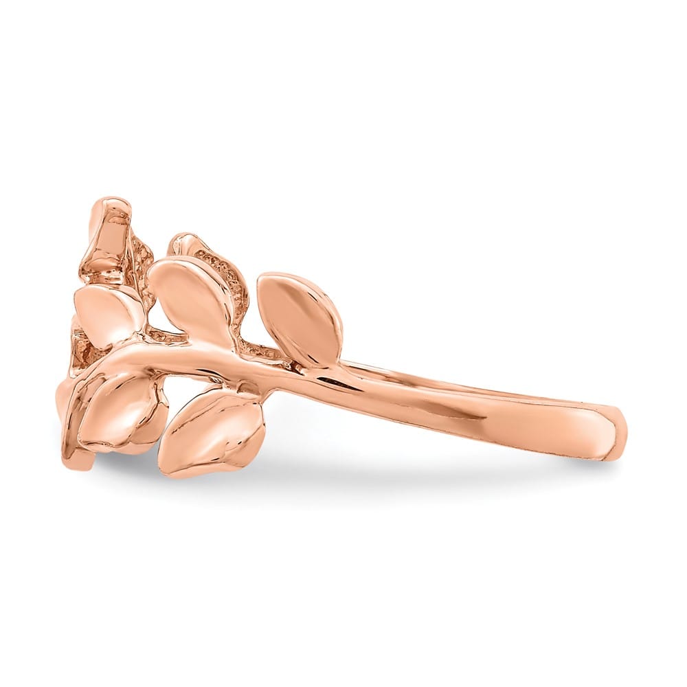 14k Rose Gold Polished Leaf Ring