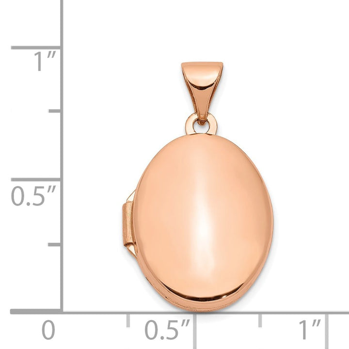 14K Rose Gold Polished Plain 17mm Oval Locket