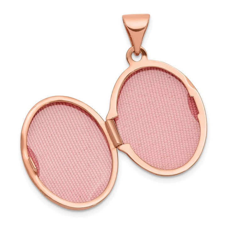 14K Rose Gold Polished Plain 17mm Oval Locket