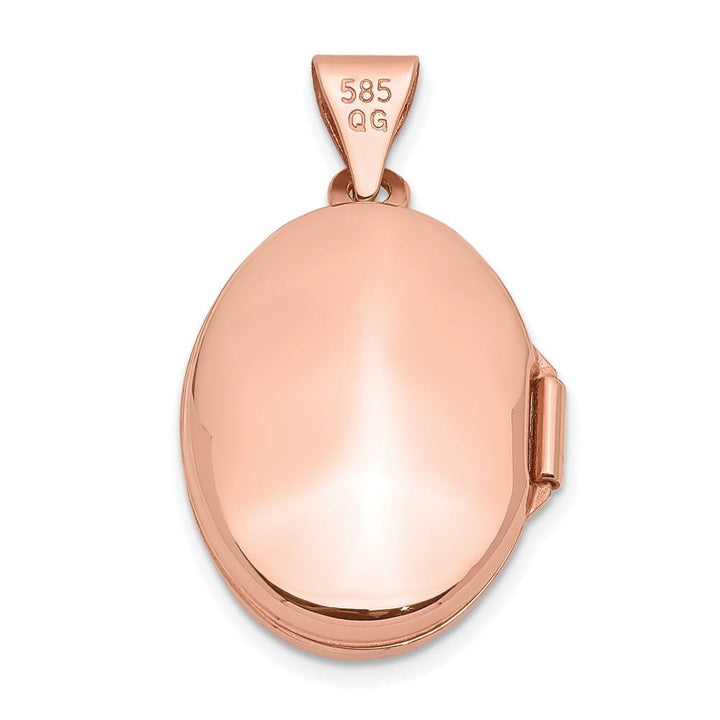 14K Rose Gold Polished Plain 17mm Oval Locket
