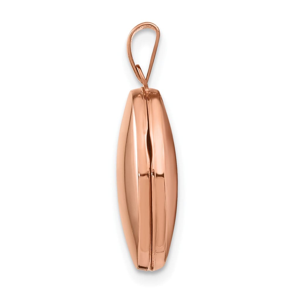 14K Rose Gold Polished Plain 17mm Oval Locket