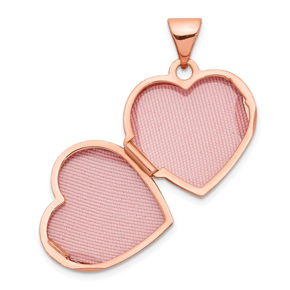 14K Rose Gold Polished Scrolled 15mm Heart Locket