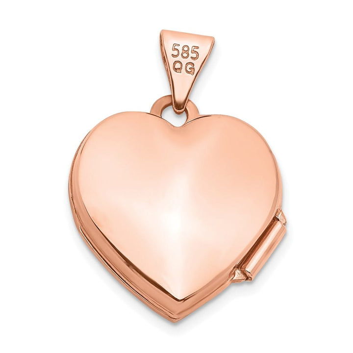 14K Rose Gold Polished Scrolled 15mm Heart Locket