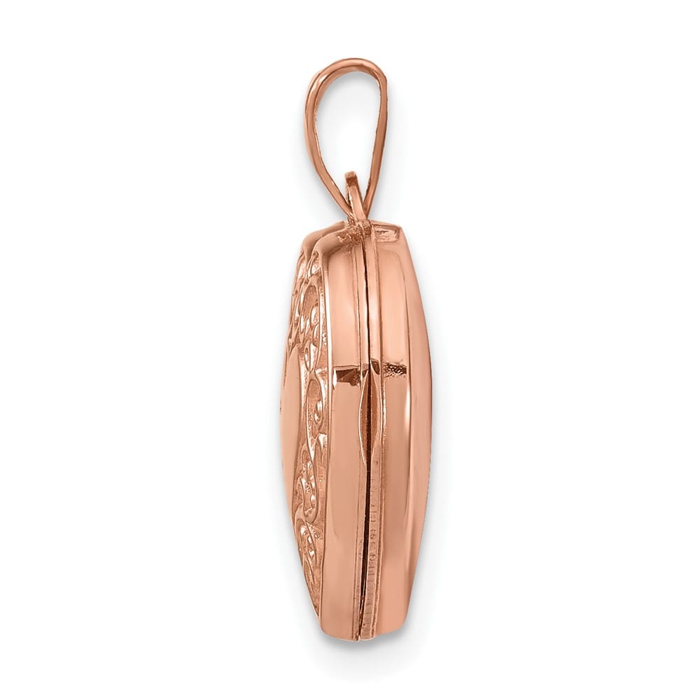 14K Rose Gold Polished Scrolled 15mm Heart Locket
