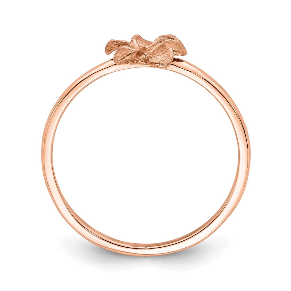 14k Rose Gold Satin and D.C. Plumeria Ring Stock Size 7 Ring Are Refundable