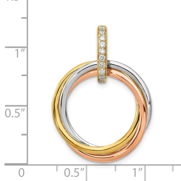 14K Tri-Color Gold 1/10 ct Diamond Three Intertwined Pendant
