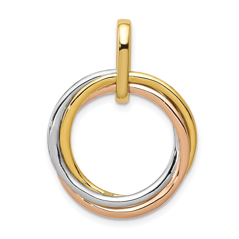 14K Tri-Color Gold 1/10 ct Diamond Three Intertwined Pendant