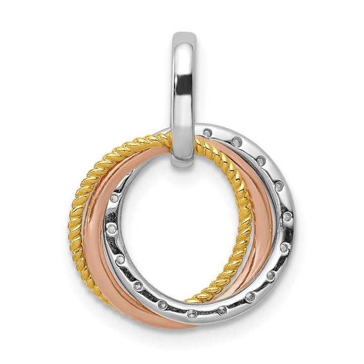 14K Tri-Color Gold 1/20 ct Diamond Three Intertwined Pendant