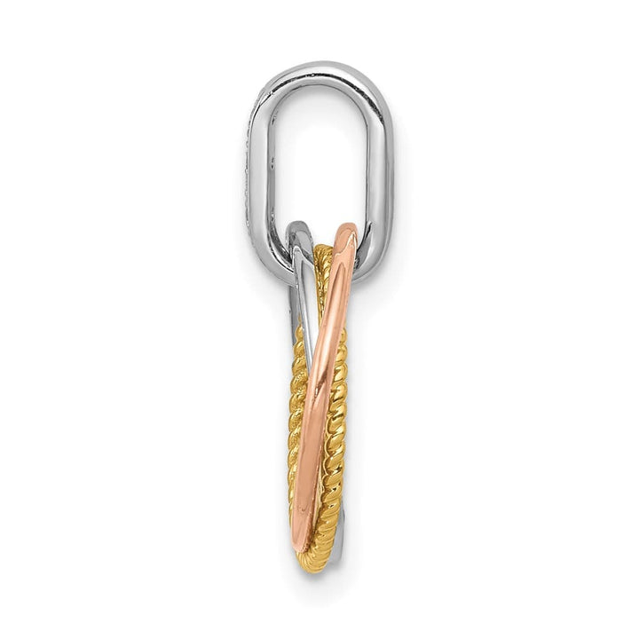 14K Tri-Color Gold 1/20 ct Diamond Three Intertwined Pendant