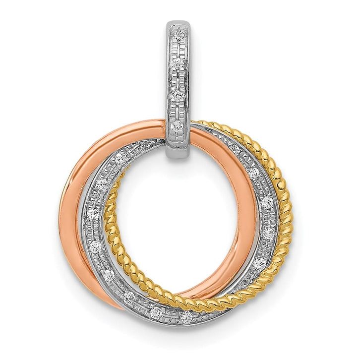 14K Tri-Color Gold 1/20 ct Diamond Three Intertwined Pendant