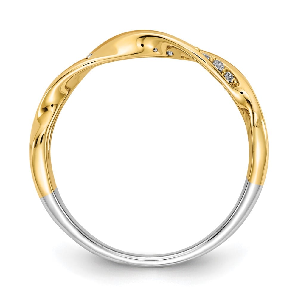 14k Tri-Color Gold 1/6 Carat Diamond Fancy Triple-Strand Twist Ring
