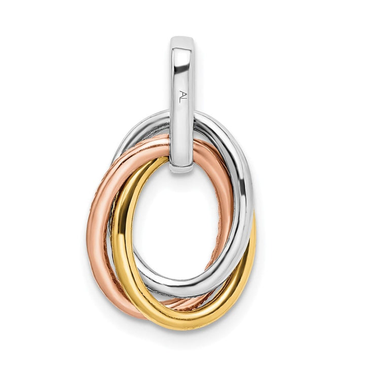 14K Tri-Color Gold 1/6 ct Diamond Three Oval Dangle Pendant