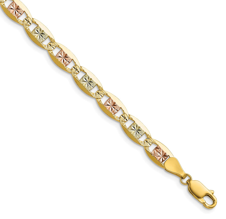 14K Tri-Color Gold 6.1mm Pave Valentino Bracelet