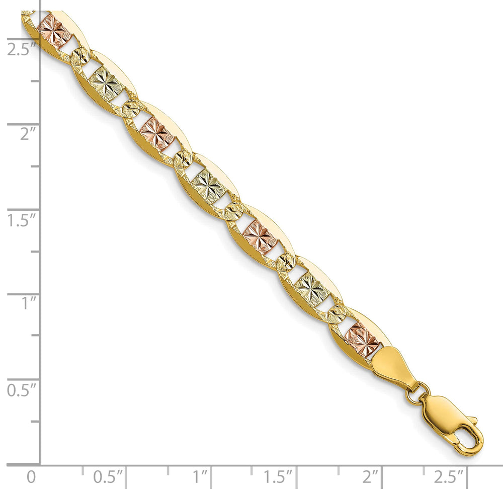 14K Tri-Color Gold 6.1mm Pave Valentino Bracelet