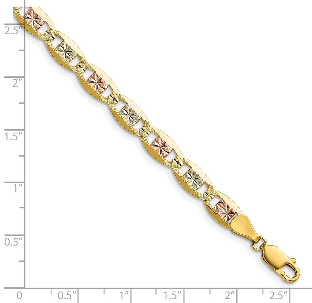 14K Tri-Color Gold 6.1mm Pave Valentino Bracelet