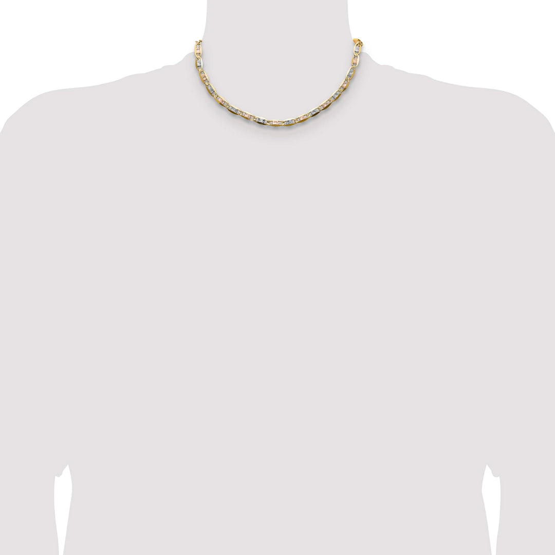 14K Tri-Color Gold 6.1mm Pave Valentino Chain