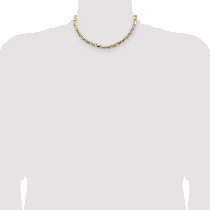 14K Tri-Color Gold 6.1mm Pave Valentino Chain