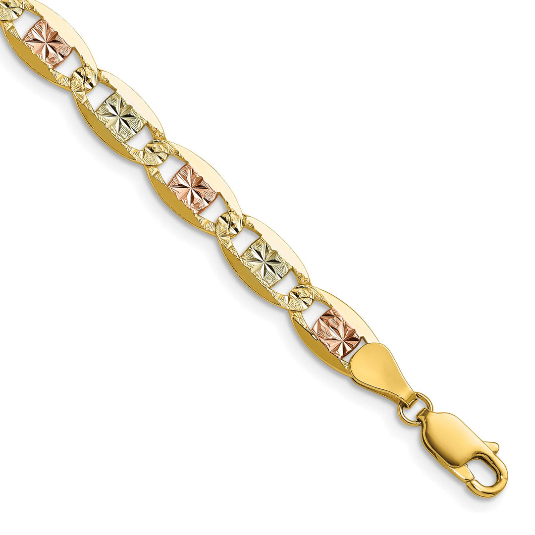 14K Tri-Color Gold 6.1mm Pave Valentino Chain