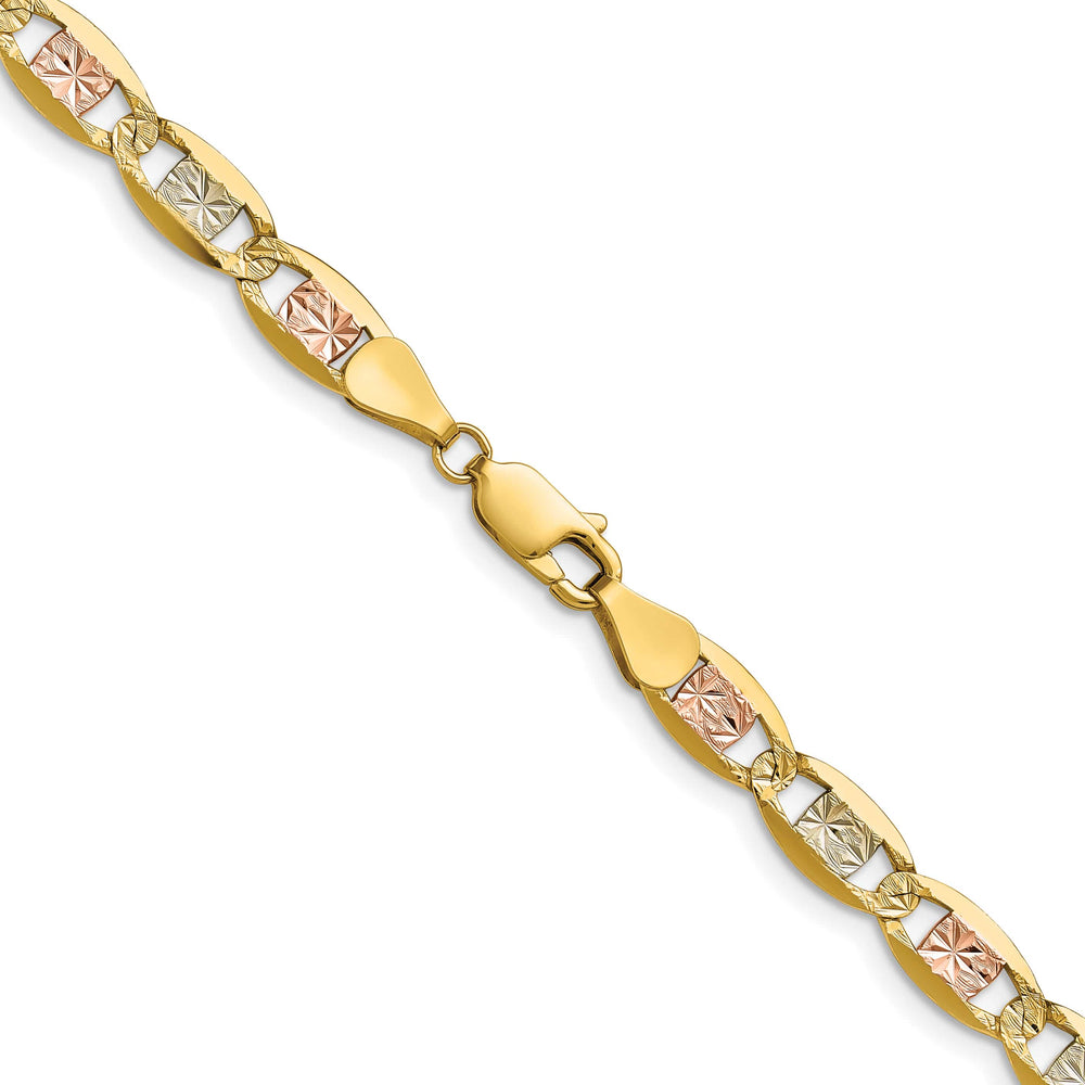 14K Tri-Color Gold 6.1mm Pave Valentino Chain