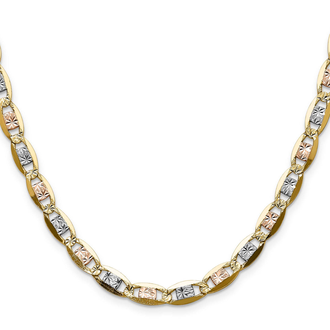 14K Tri-Color Gold 6.1mm Pave Valentino Chain