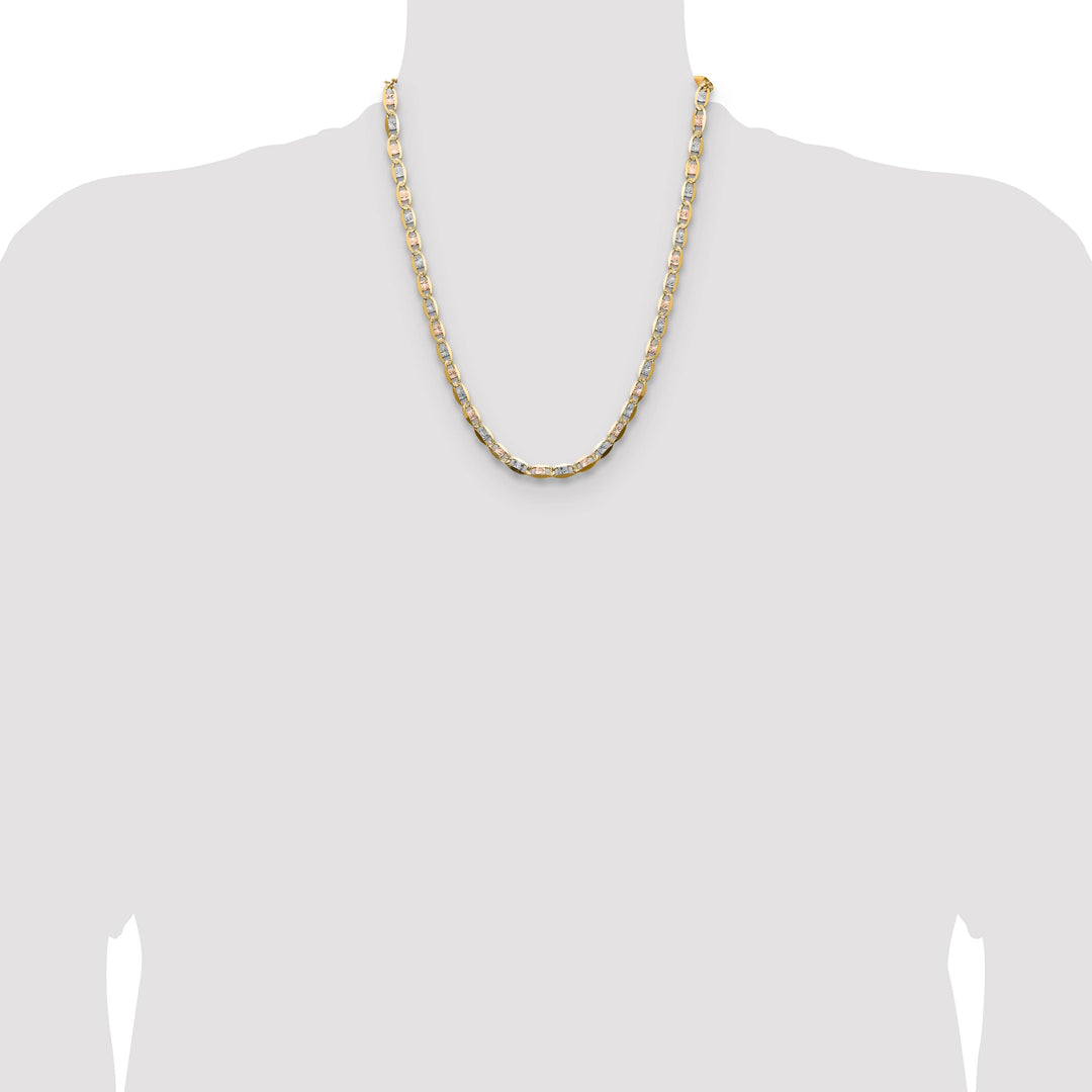 14K Tri-Color Gold 6.1mm Pave Valentino Chain