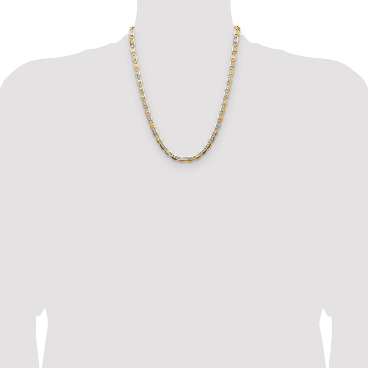 14K Tri-Color Gold 6.1mm Pave Valentino Chain