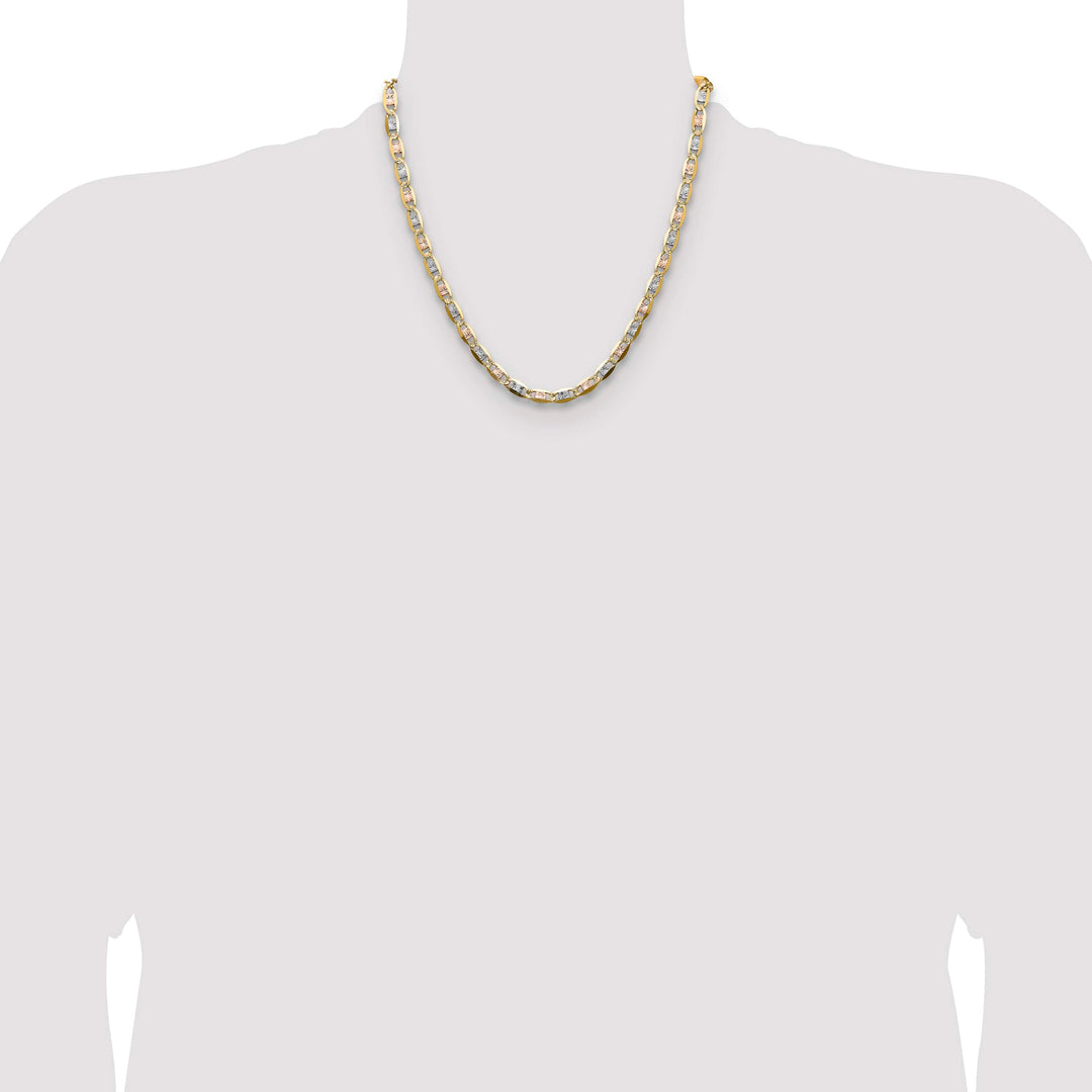 14K Tri-Color Gold 6.1mm Pave Valentino Chain