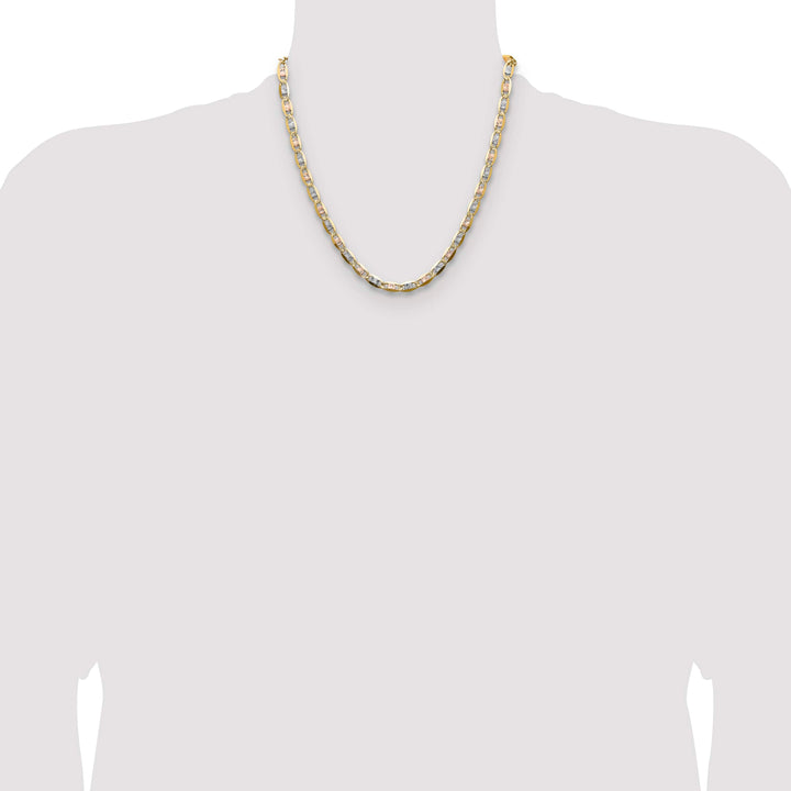 14K Tri-Color Gold 6.1mm Pave Valentino Chain