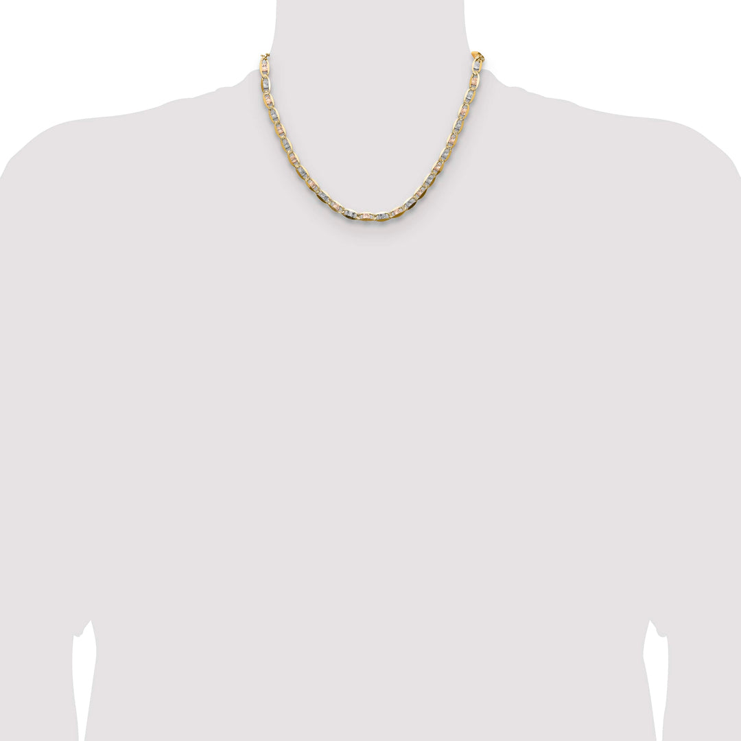14K Tri-Color Gold 6.1mm Pave Valentino Chain