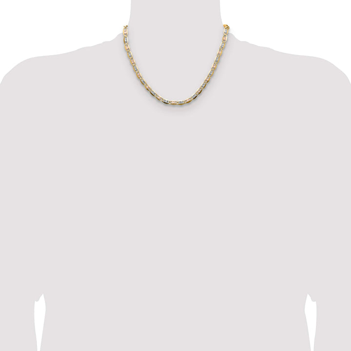 14K Tri-Color Gold 6.1mm Pave Valentino Chain