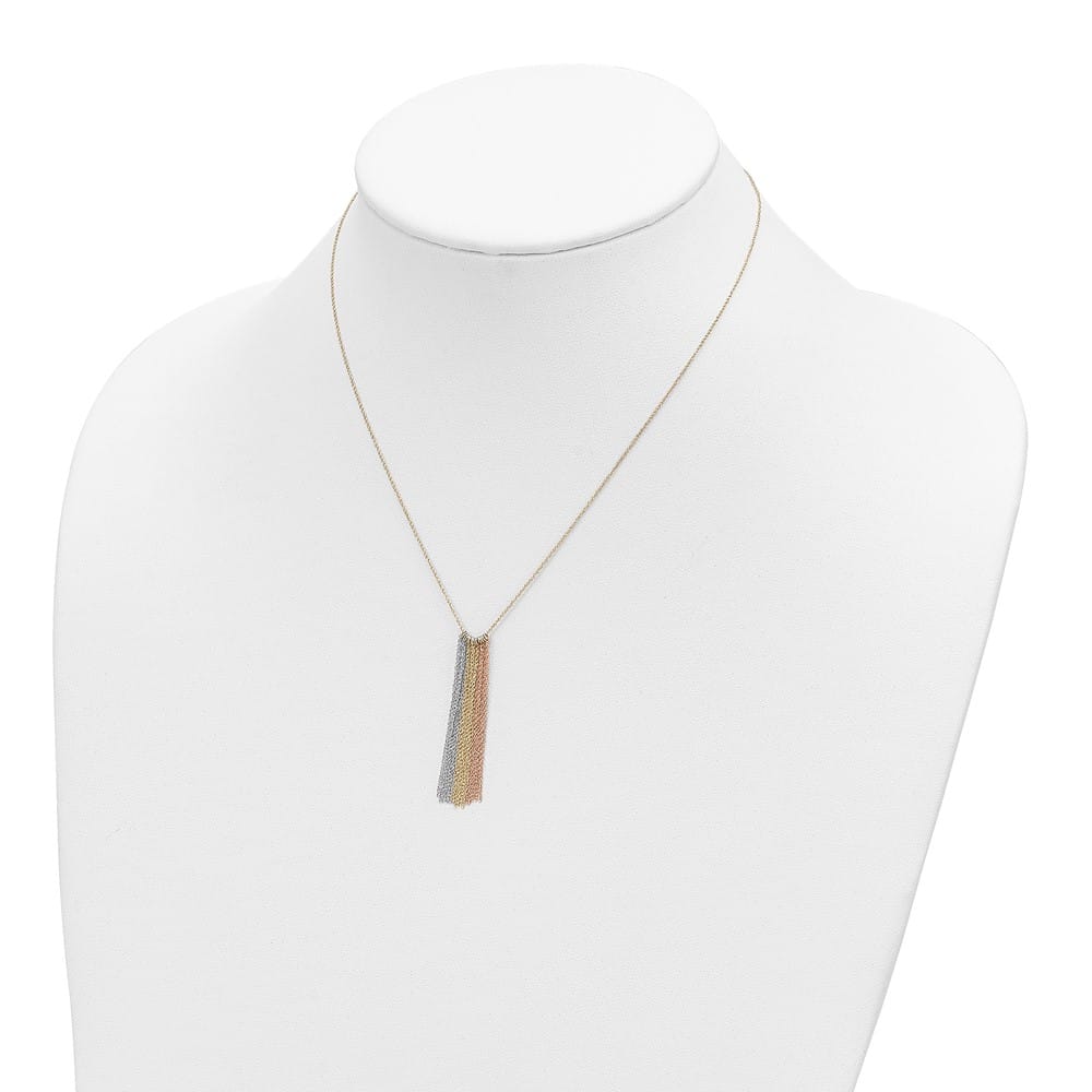 14K Tri-Color Gold Dangle Chain 18 inch Necklace