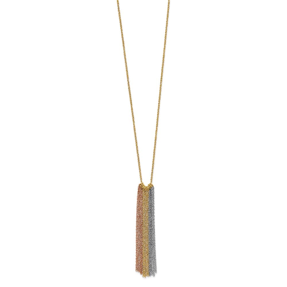 14K Tri-Color Gold Dangle Chain 18 inch Necklace