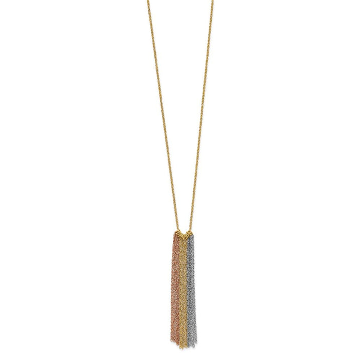 14K Tri-Color Gold Dangle Chain 18 inch Necklace