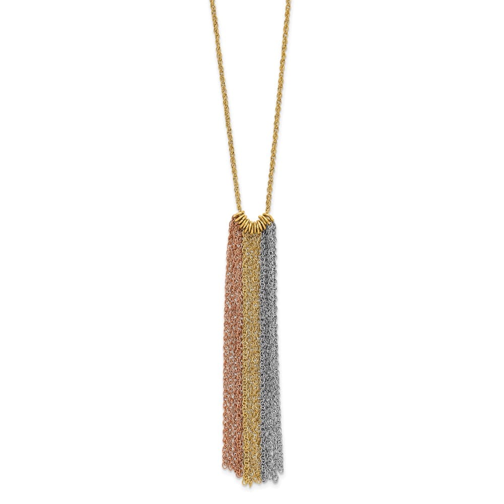 14K Tri-Color Gold Dangle Chain 18 inch Necklace